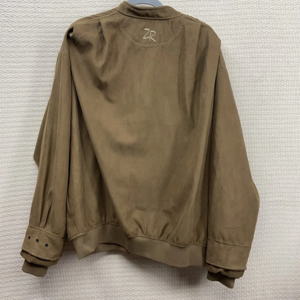 Zero Restriction Golf Outerwear Camel Brown Microsuede Pullover Windshirt Size L